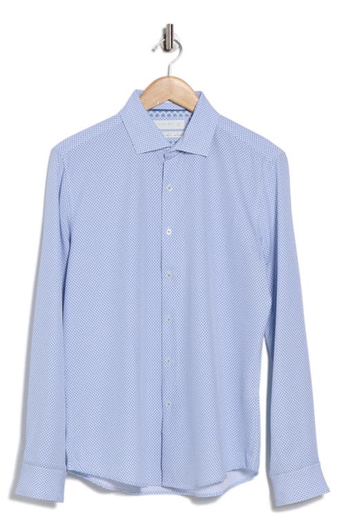 Denim And Flower Circles Button-up Shirt In Blue