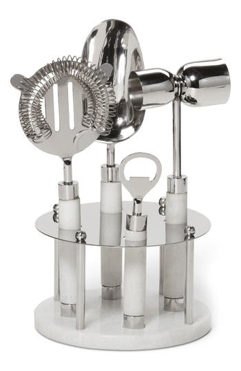 Roselli Trading Company Roman Marble 6-piece Bar Tool Set In Silver