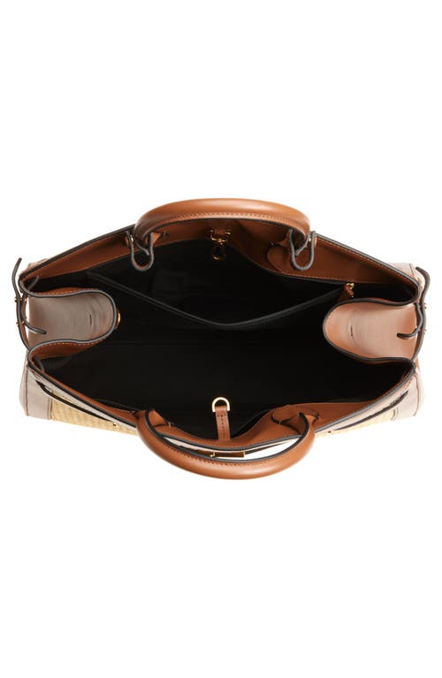 Demellier The Hudson Raffia & Leather Top Handle Bag In Brown