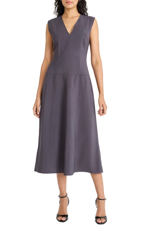 Seamed Sleeveless Midi Dress
