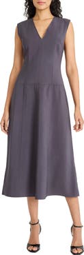 Maggy London Seamed Sleeveless Midi Dress