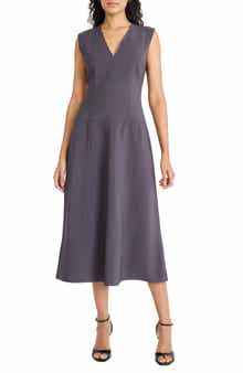 Maggy London Seamed Sleeveless Midi Dress