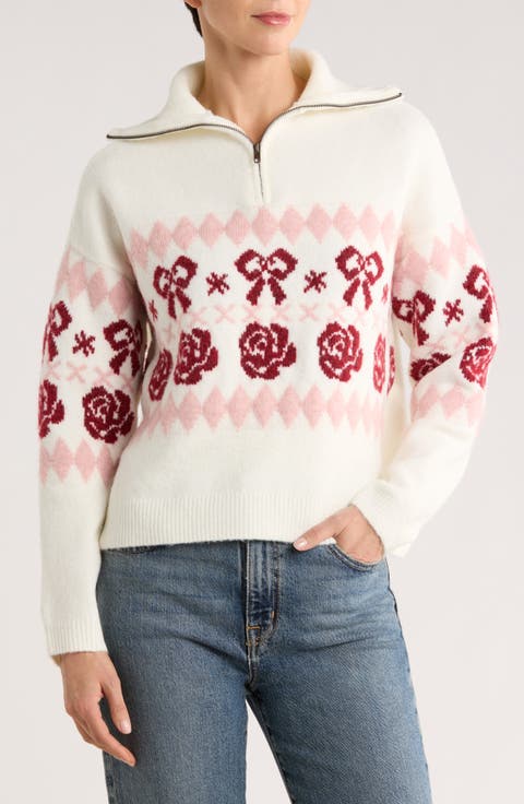 Bow Half Zip Sweater