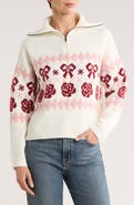 INTERNATIONAL DESIGNER Bow Half Zip Sweater