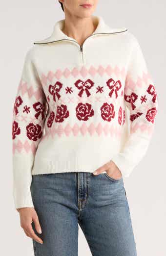 INTERNATIONAL DESIGNER Bow Half Zip Sweater