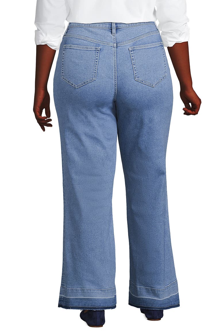 Plus Size Recycled High Rise Wide Leg Denim Jeans, Alternate, color, Hutton Blue Wash Released Hem