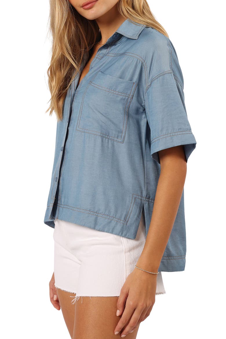 Lyna Button-Up Shirt, Alternate, color, BLUE