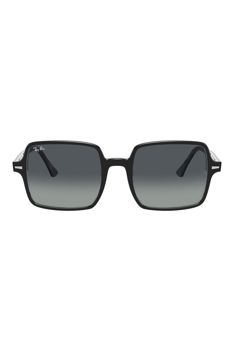 Square II 53mm Oversize Sunglasses, Main, color, BLACK/ LIGHT GREY BLUE GRAD