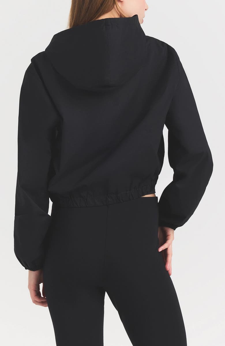 SKIMS Swiss Cotton Crop Zip Hoodie, Alternate, color, Onyx