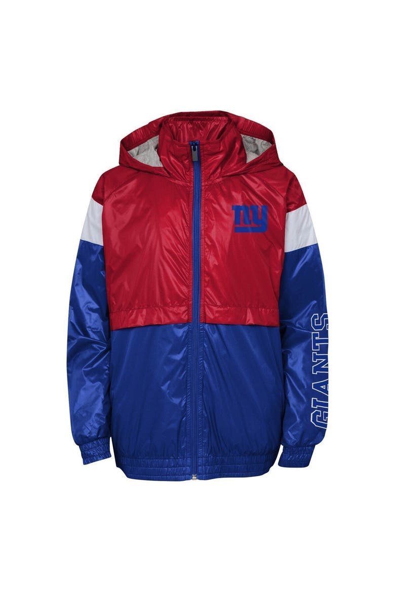 Youth Red/Royal New York Giants Goal Line Stance Full-Zip Hoodie Windbreaker Jacket, Alternate, color, Red