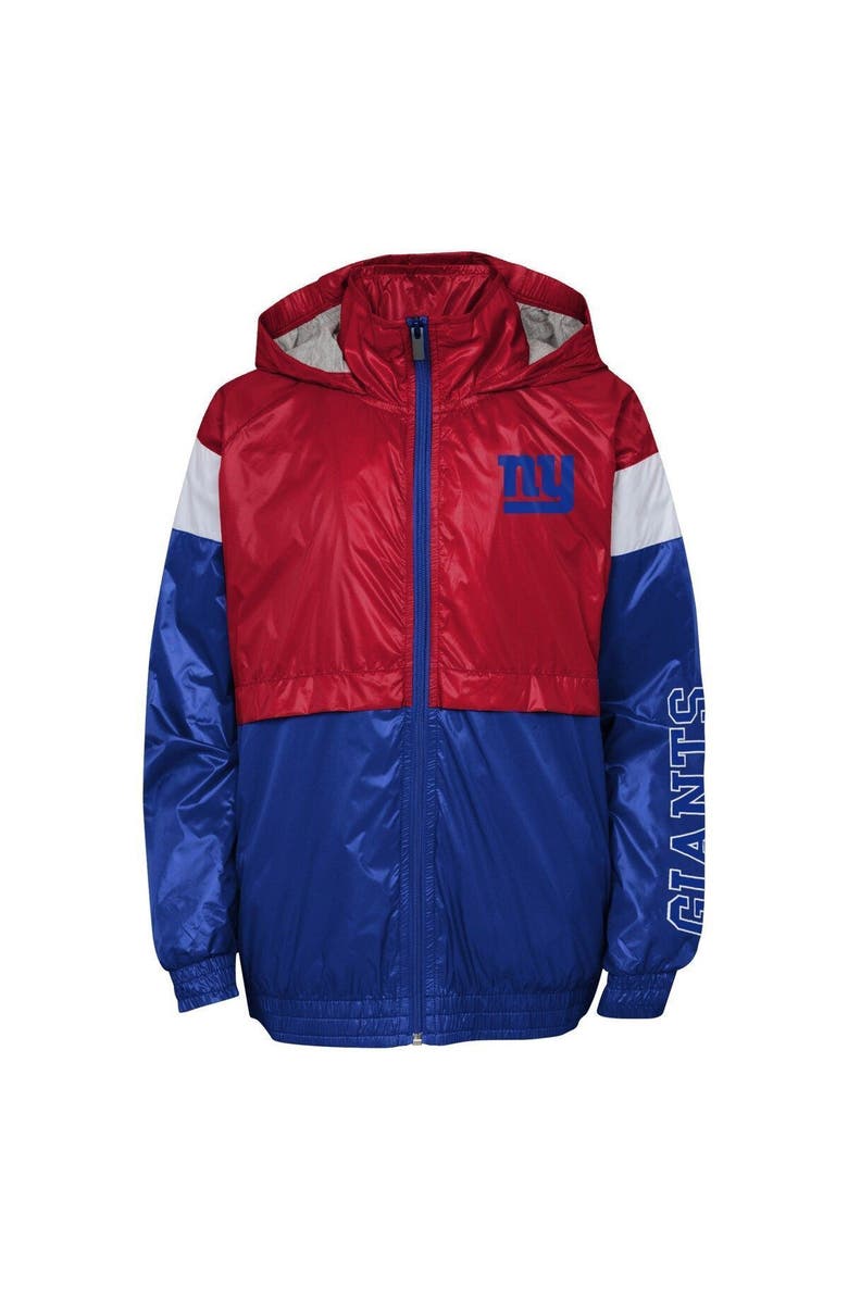 Outerstuff Youth Red/Royal New York Giants Goal Line Stance Full-Zip Hoodie Windbreaker Jacket, Alternate, color,
