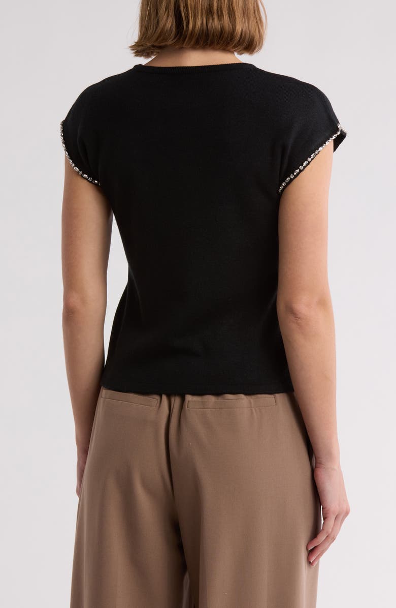 BY DESIGN Isabelle Crystal Trim Cap Sleeve Sweater, Alternate, color, 