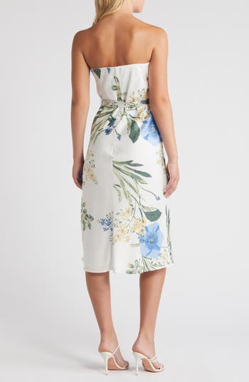 Season of Bliss Tie Belt Strapless Dress