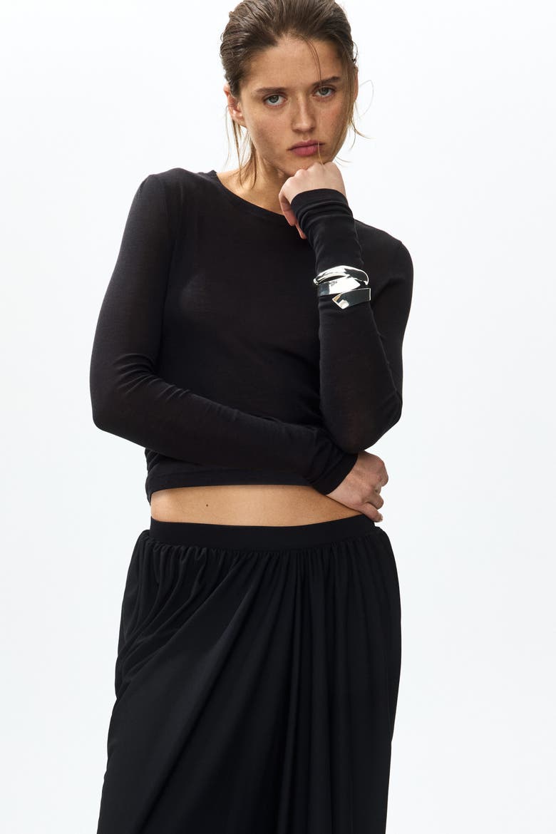 Cropped Barrel-leg Pants, Alternate, color, Black