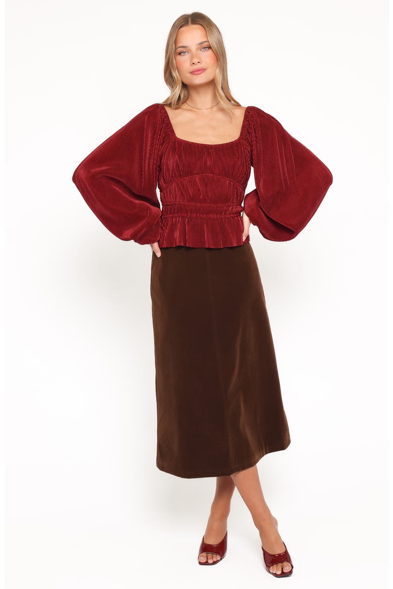 Ceppia Plissé Long Sleeve Top, Alternate, color, BURGUNDY