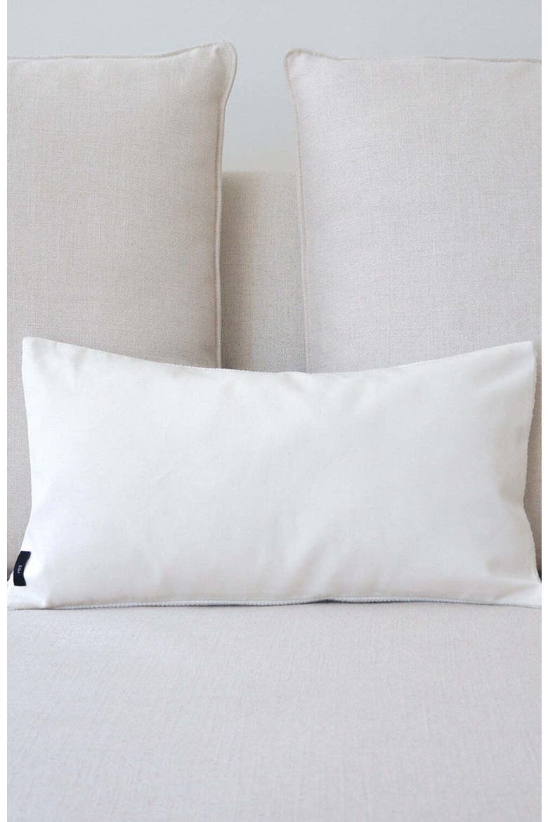 Solid Lumbar Pillow in Black Pima Cotton, Alternate, color, Ivory