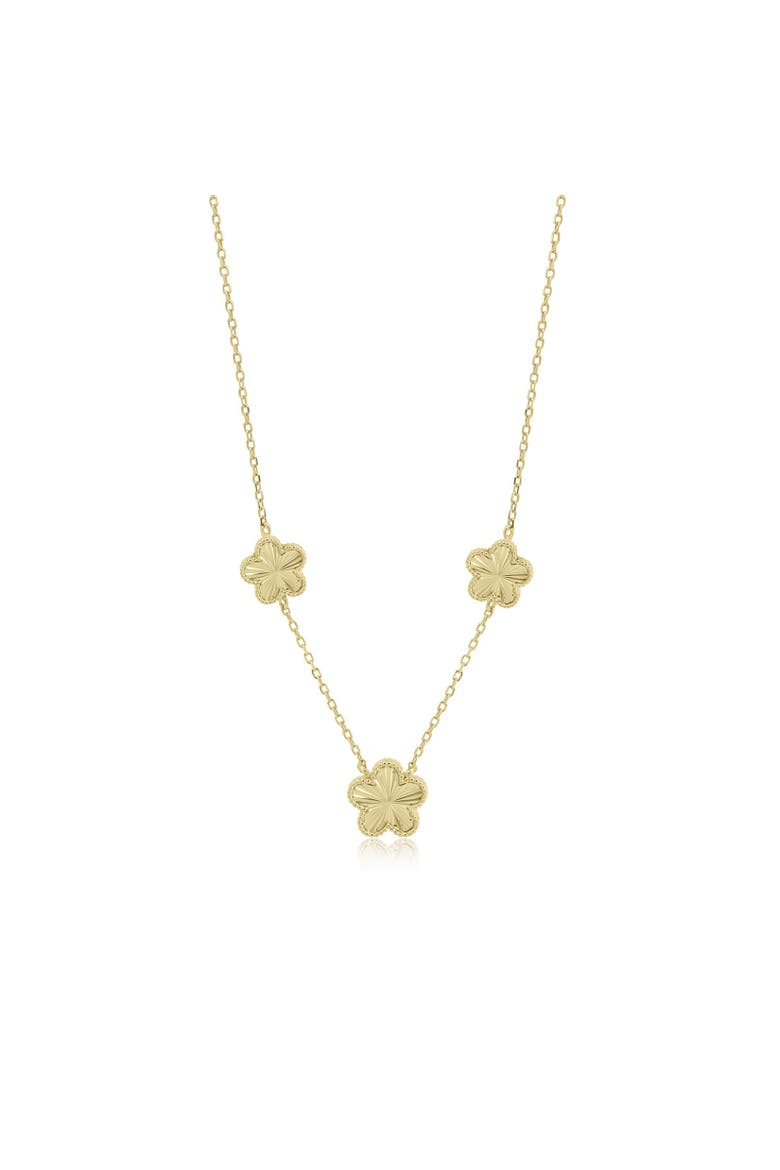 Fluted Flower Trio Necklace, Main, color, Gold Plated Sterling Silver