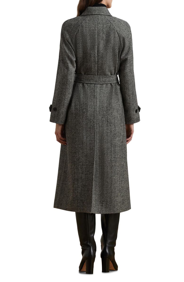 Lauren Ralph Lauren Tie Belt Single Breasted Trench Coat, Alternate, color, Black/ Cream