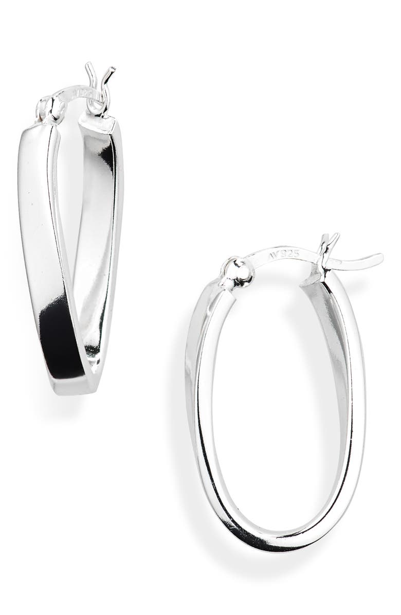 Argento Vivo Sterling Silver Sterling Silver Twisted Oval Hoop Earrings, Main, color, 