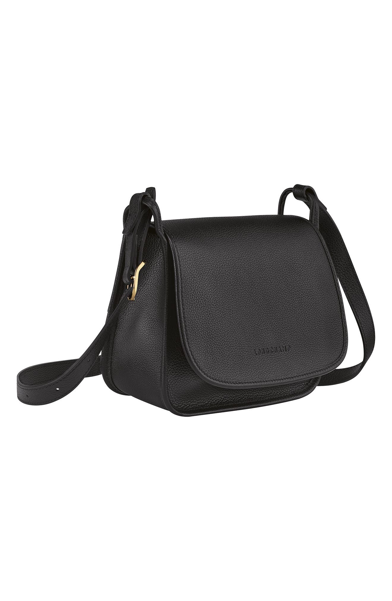 Le Foulonné Leather Crossbody Bag, Alternate, color, BLACK