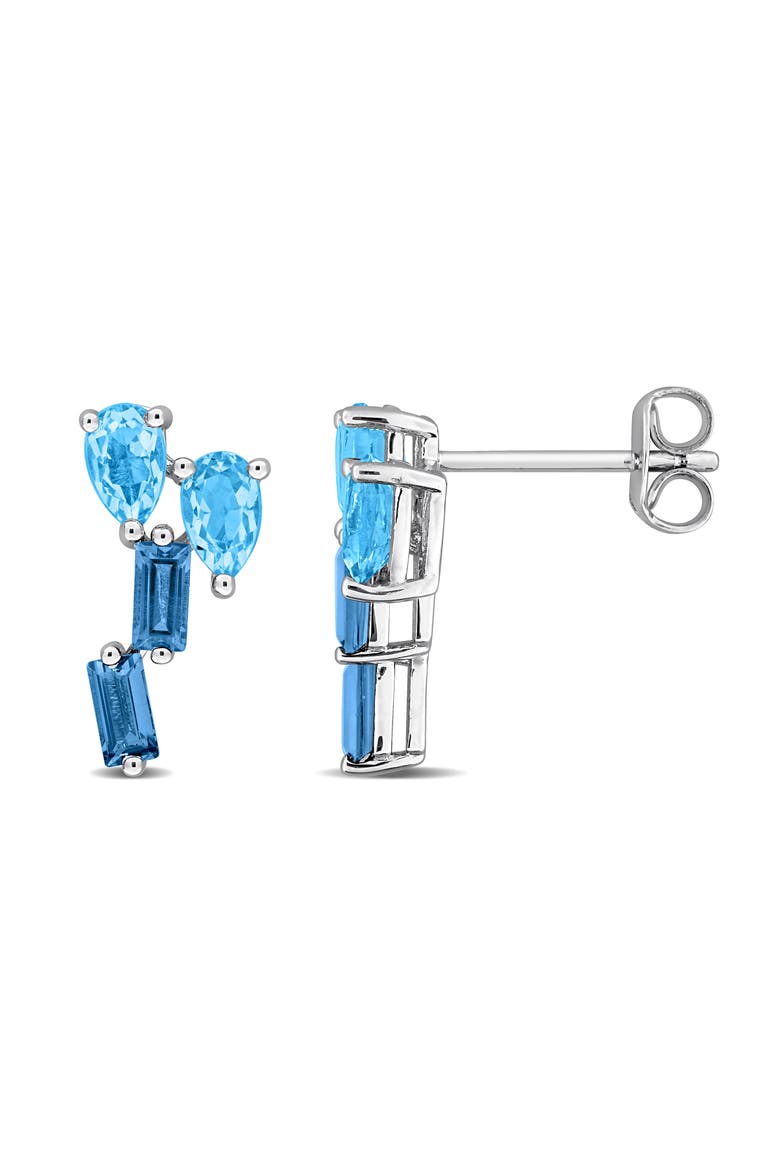 Swiss & London Blue Topaz Cluster Stud Earrings, Main, color, BLUE