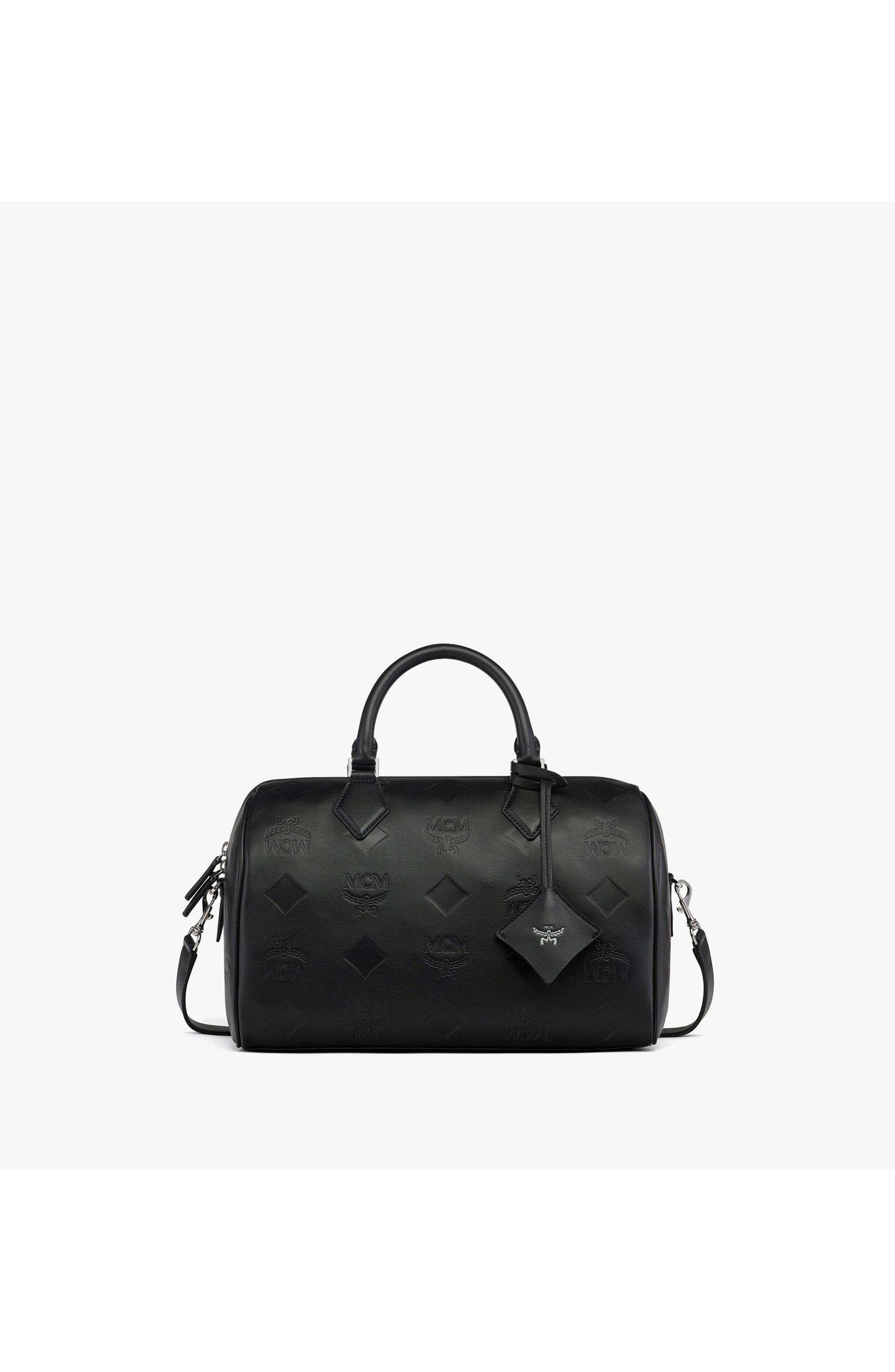 Ella Boston Bag in Maxi Monogram Leather, Main, color, Black
