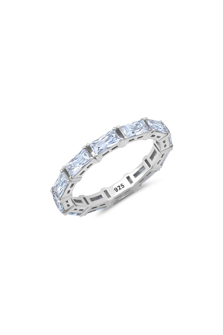 Baguette Cut Cubic Zirconia Eternity Ring, Main, color, SILVER