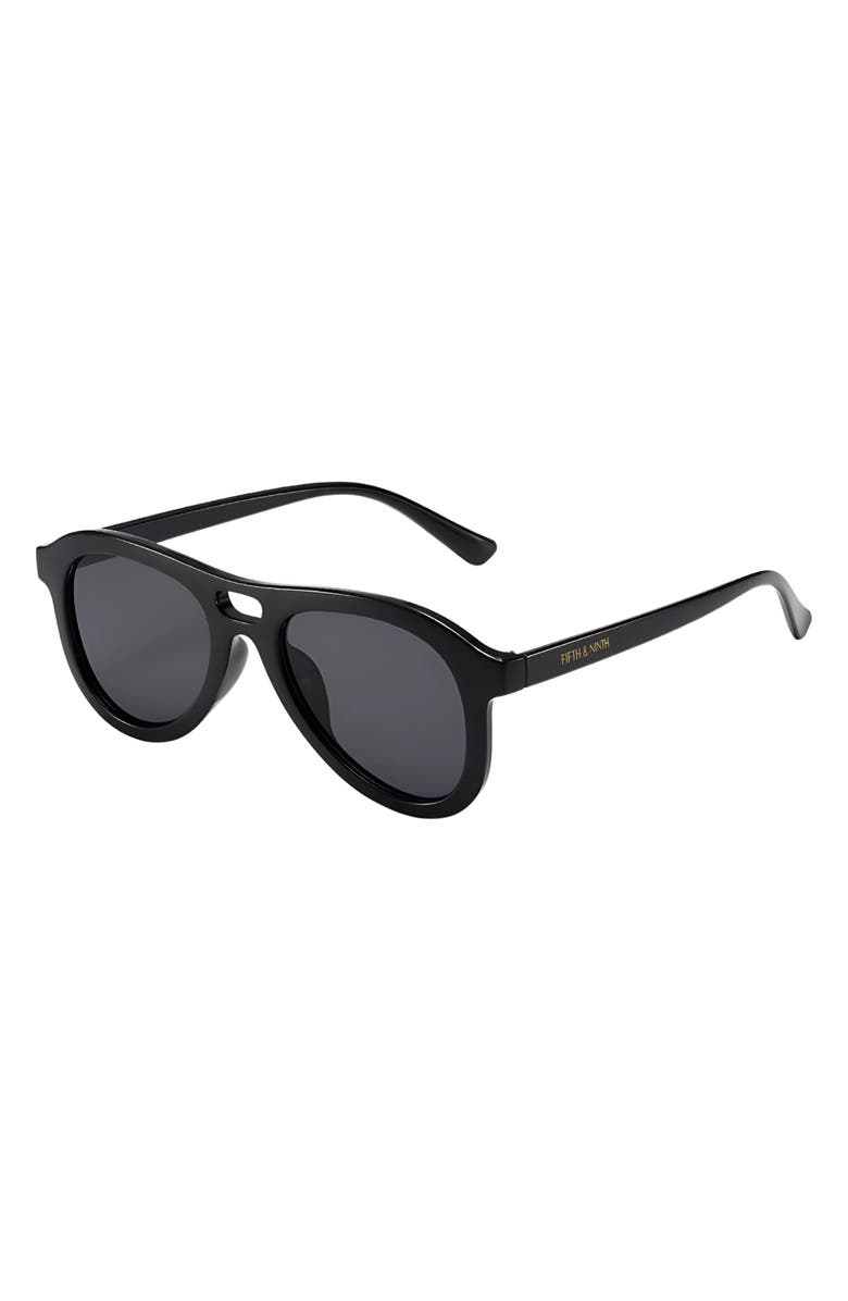 Fifth & Ninth Thayer 50mm Polarized Aviator Sunglasses, Alternate, color, Black / Black