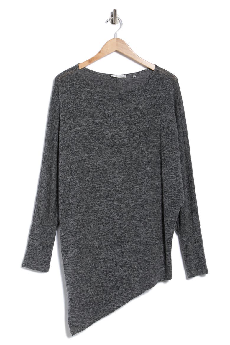 Long Sleeve Asymmetrical Hem Tunic Knit Top, Alternate, color, GREY