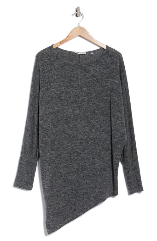 Patrizia Luca Long Sleeve Asymmetrical Hem Tunic Knit Top In Gray