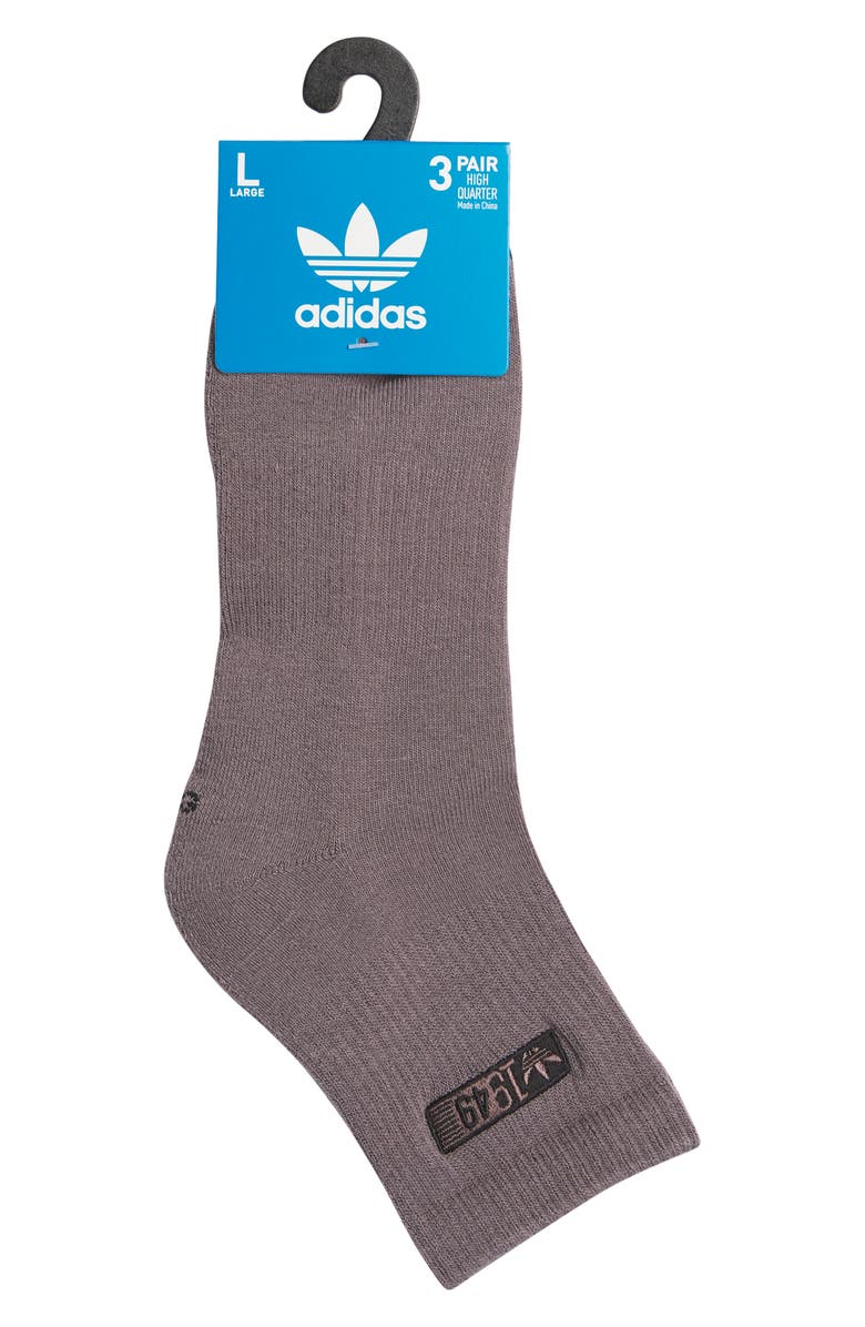 adidas Gender Inclusive Assorted 3-Pack Originals Unfair Crew Socks, Alternate, color, Grey/ Silver Pebble Grey