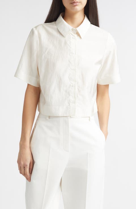 Tilden Crop Short Sleeve Button-Up Shirt