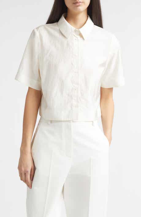 Tilden Crop Short Sleeve Button-Up Shirt