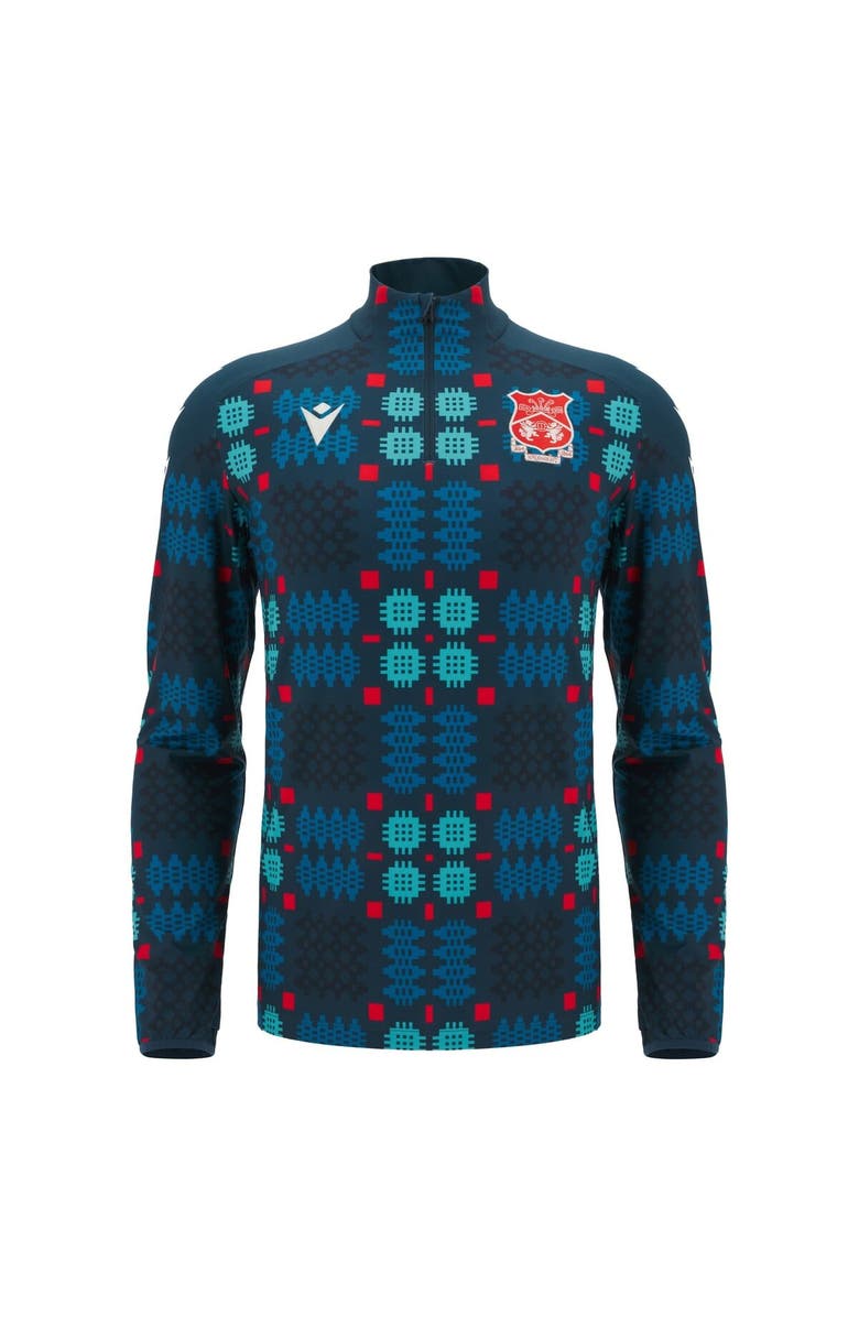 Macron Men's Blue Wrexham Warm-Up Quarter-Zip Pullover, Alternate, color, Blue