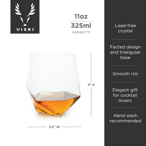 Viski Seneca Crystal Faceted Tumblers Set Of 2 In Transparent