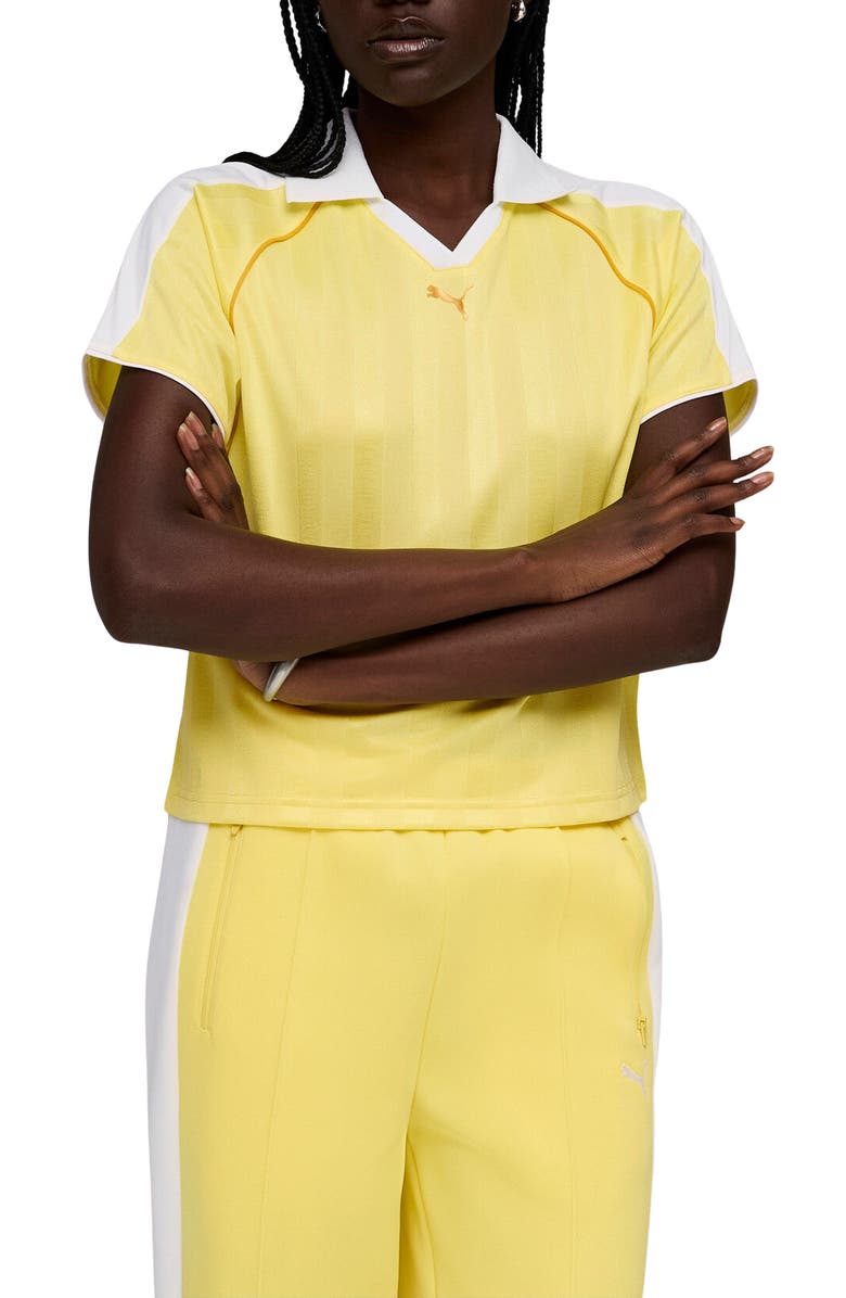 PUMA T7 Relaxed Soccer Polo, Main, color, Lemon Meringue