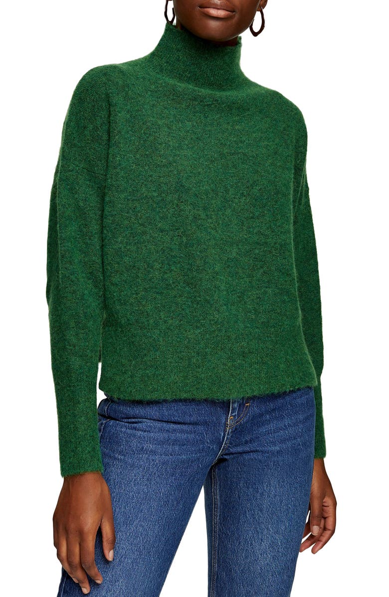 Topshop Textured Funnel Neck Sweater, Main, color,