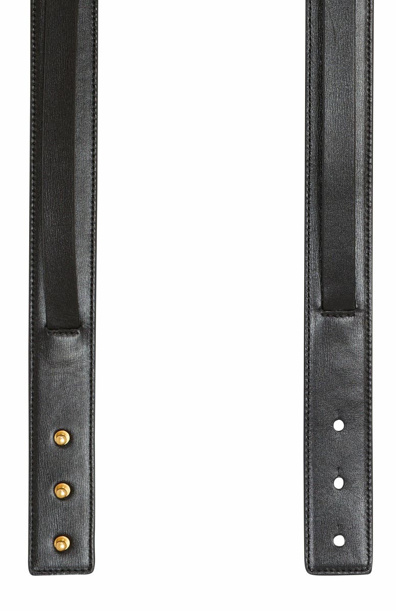 Balmain Sync Leather Belt With Chain, Alternate, color,