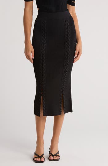 Simkhai Helix Lace-up Midi Skirt In Black