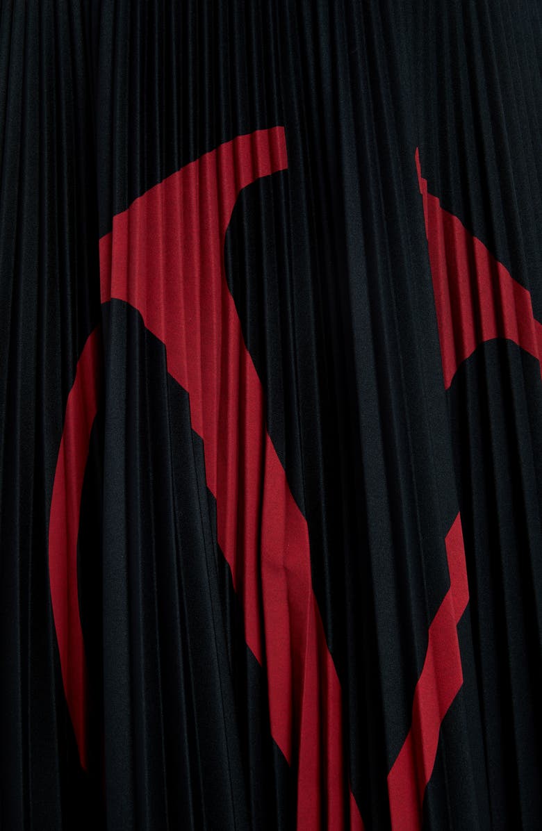 Valentino VLOGO Pleated Jersey Midi Skirt, Alternate, color,