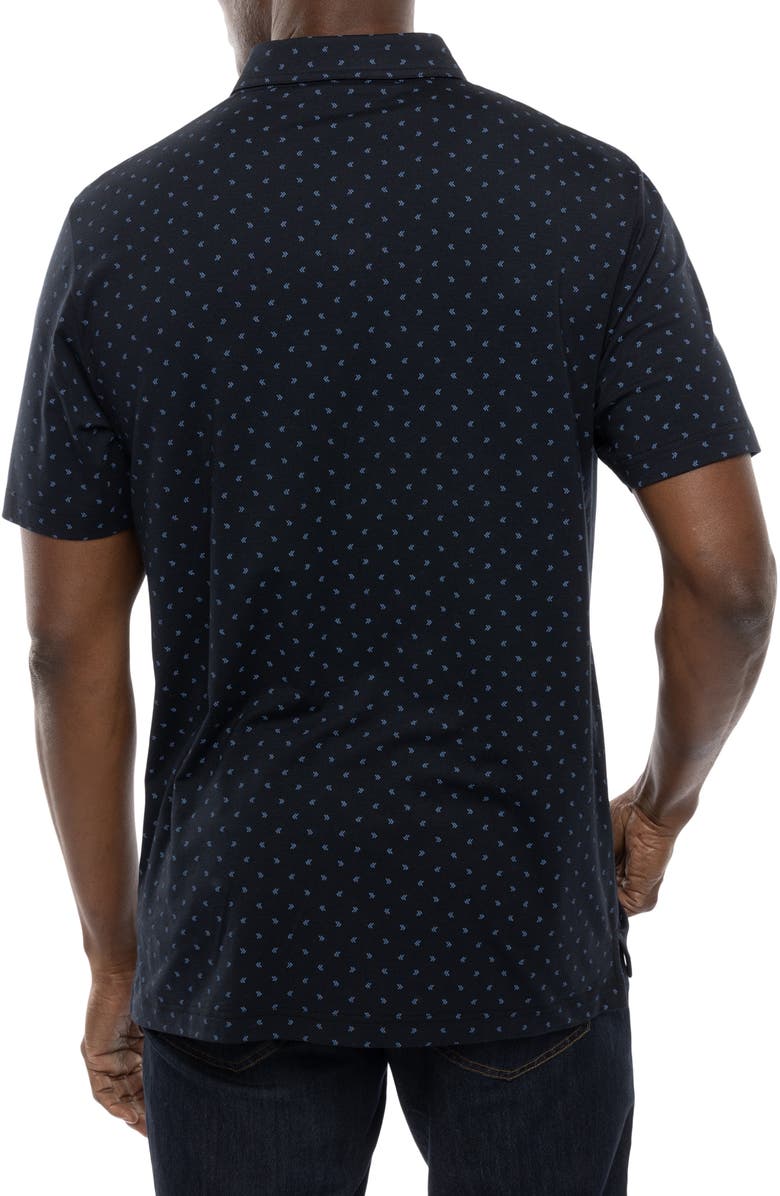TravisMathew Cape Verde Geo Print Stretch Polo, Alternate, color, Black