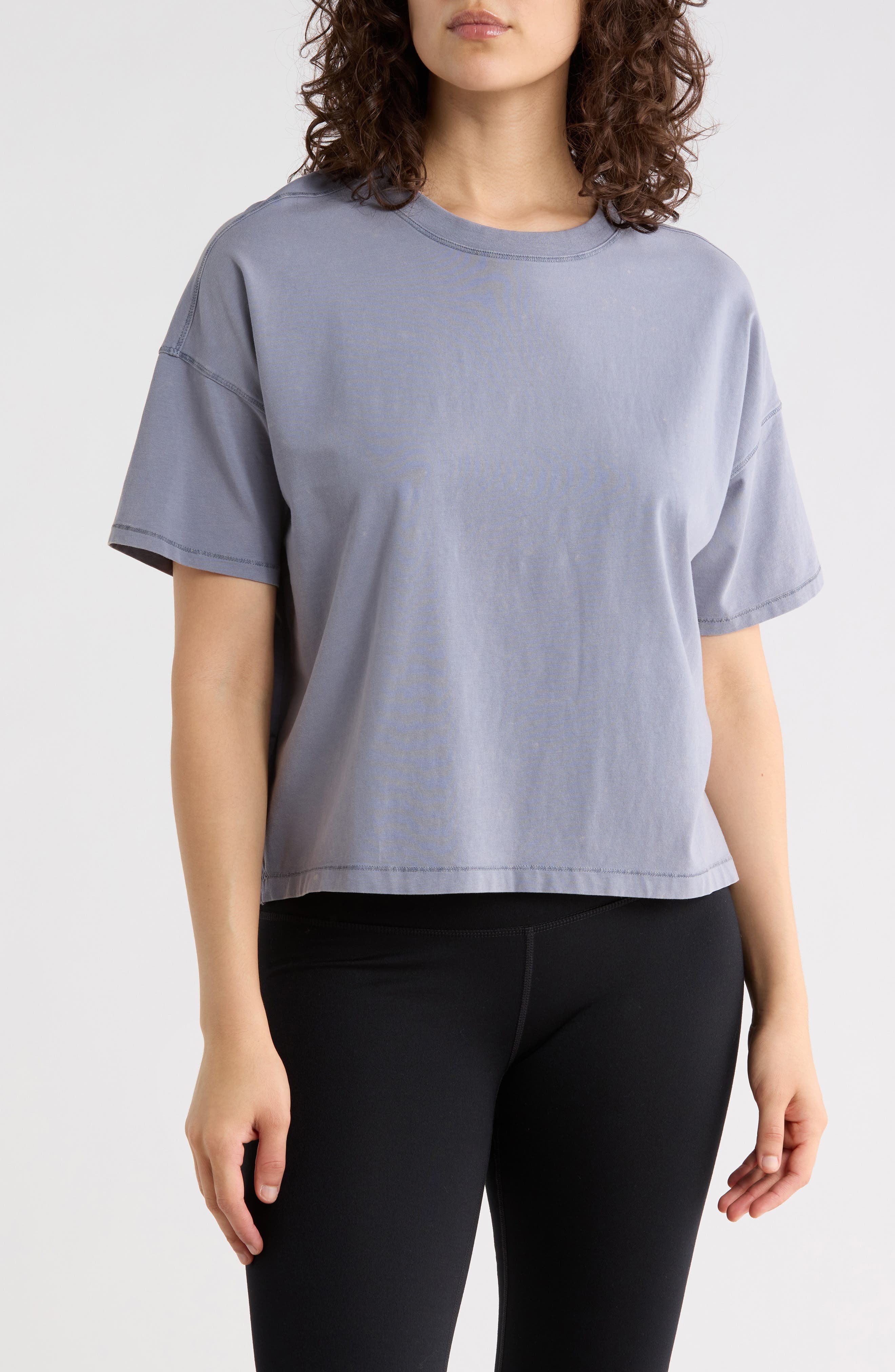 90 DEGREE BY REFLEX Stone Wash Boxy Crop T-Shirt