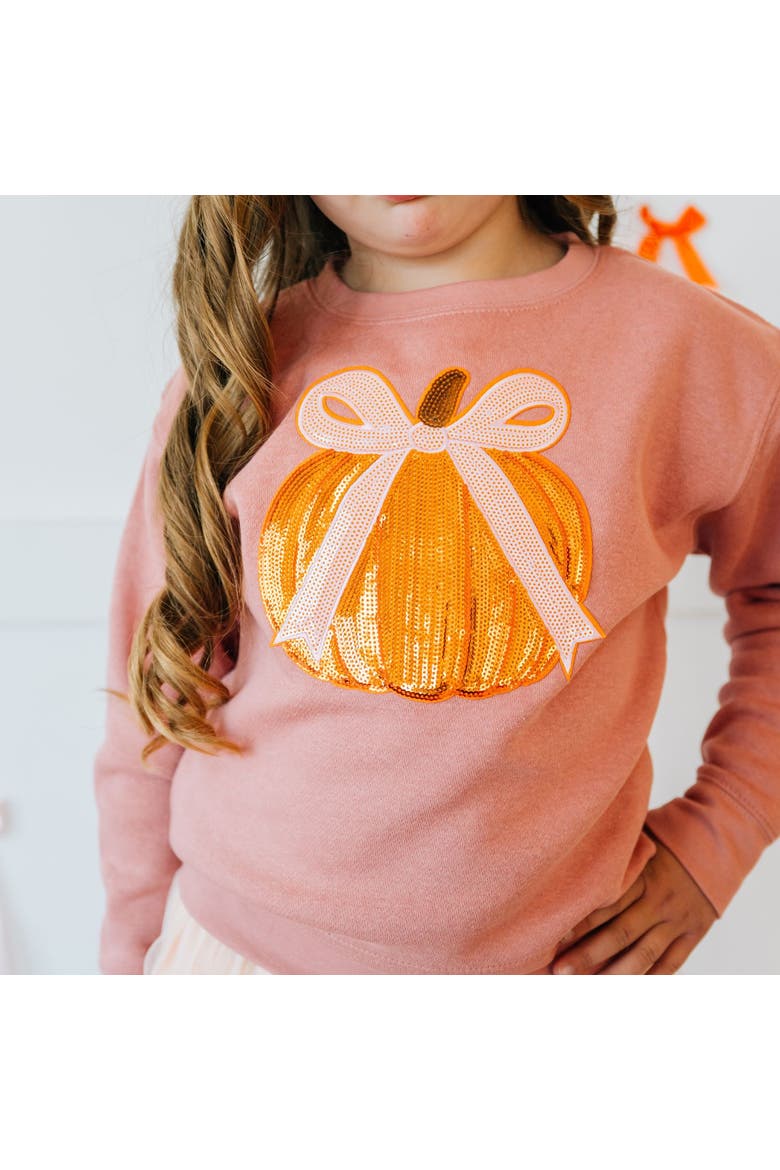 Pumpkin Sequin Patch Sweatshirt, Alternate, color, Dusty Rose