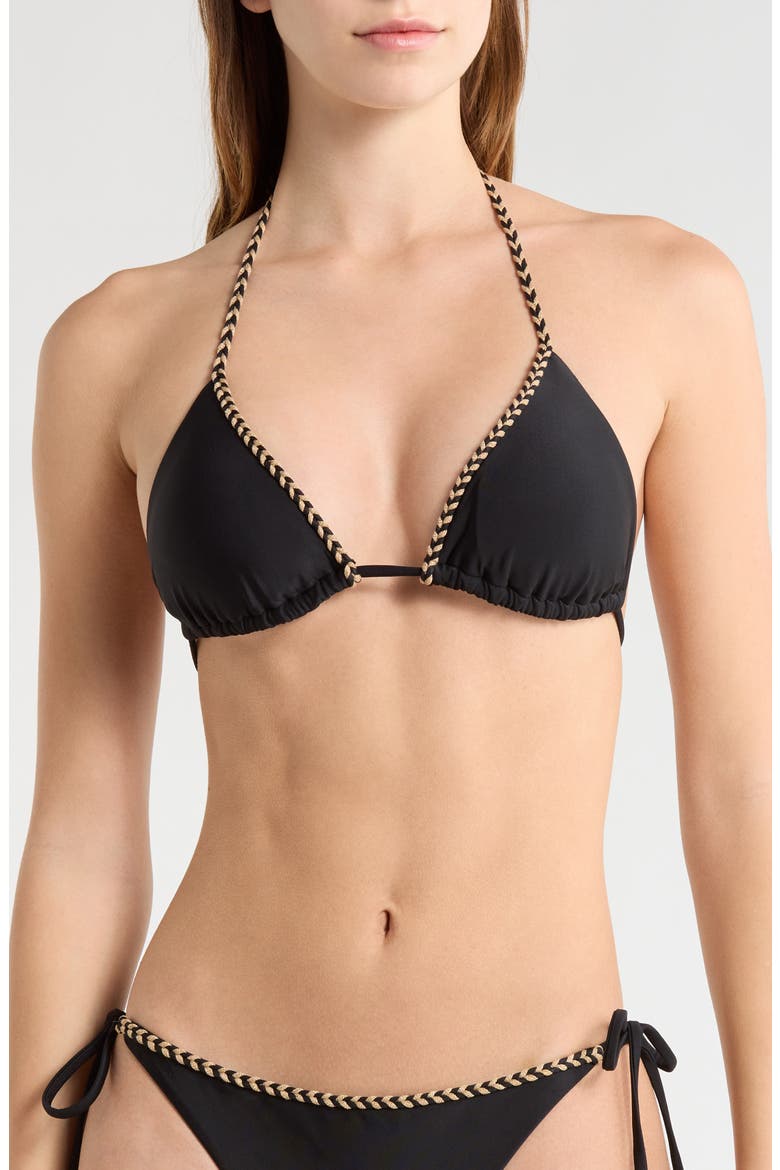 Nikoleta Braided Bikini Top, Main, color, BLACK