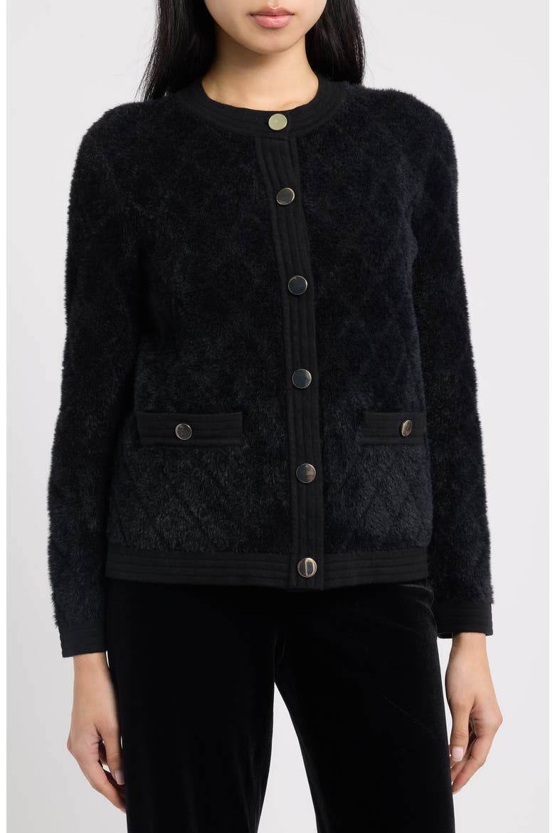 Quilted Eyelash Cardigan, Alternate, color, ANNE BLACK