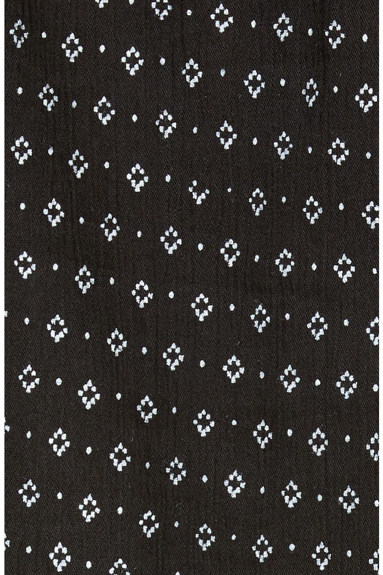 Print Button Front Long Sleeve Top, Alternate, color, BLACK- WHITE MARTY GEO