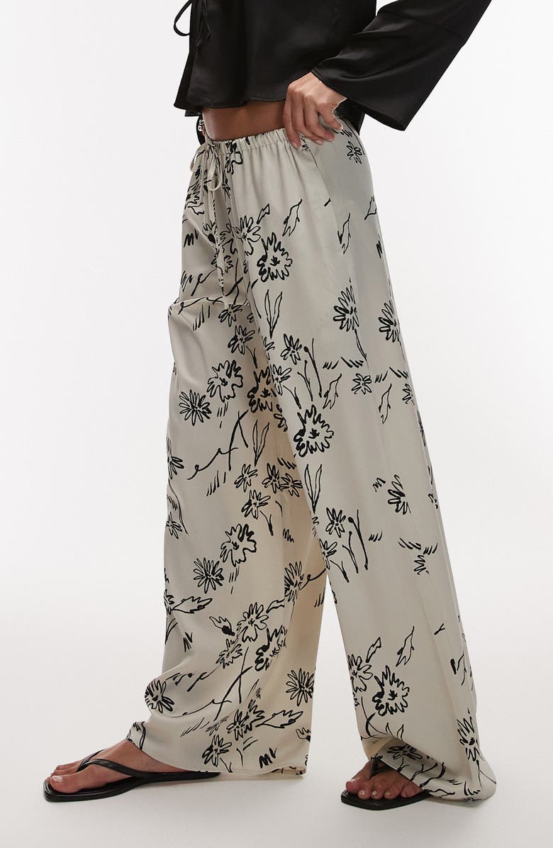 Topshop Floral Print Drawstring Pants, Alternate, color, 