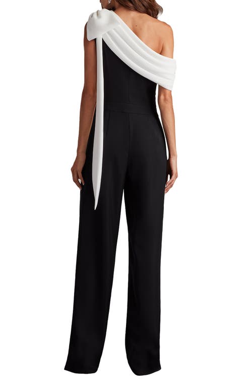 Tadashi Shoji Bow One-shoulder Crepe Jumpsuit