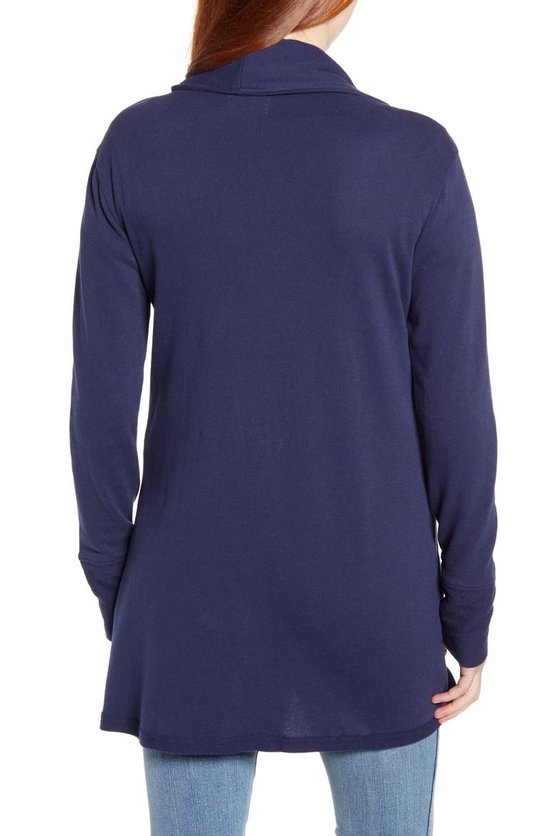 Asymmetrical Drape Collar Terry Jacket, Alternate, color, NAVY PEACOAT