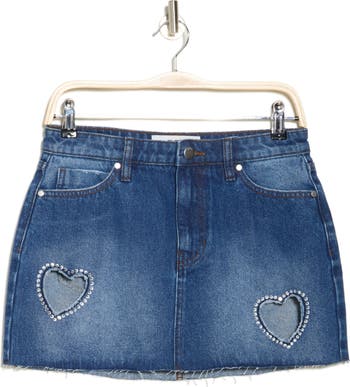 PTCL Heart Cutout Rhinestone Denim Miniskirt | Nordstromrack